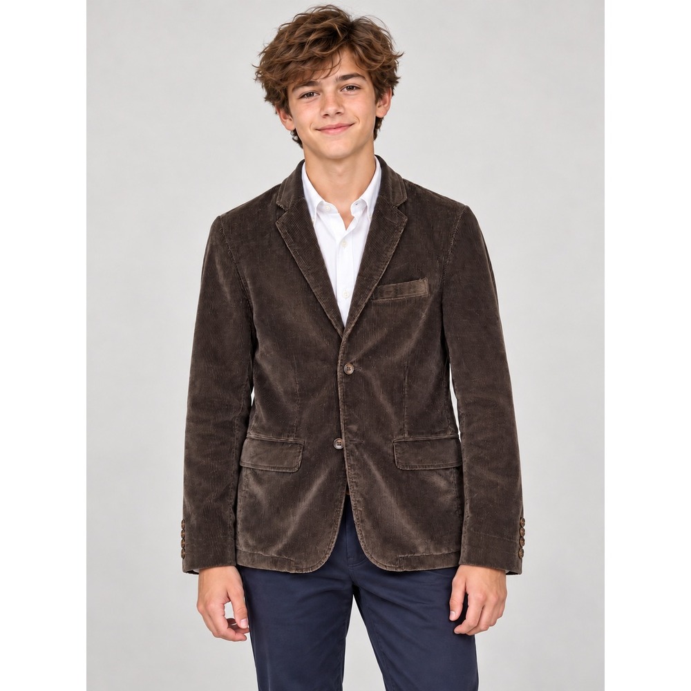 Lands' End Corduroy Blazer Kids Size 16 Brown Two Button Sport Coat Jacket